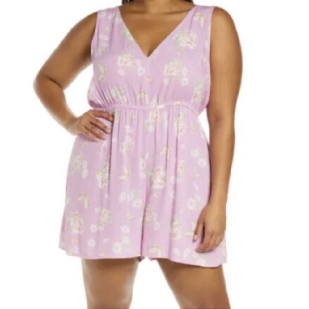 NWT! 2X Nordstrom BP Romper Elastic Waist Shorts Pink Floral Plus Size